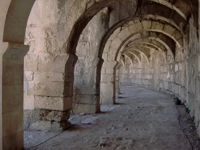 Aspendos Theatre Arched corridor at behind of top seats.