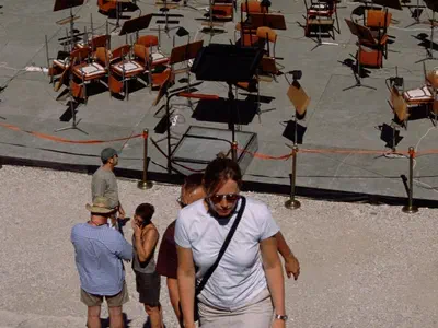 Up stairs to top seats at Aspendos Theatre