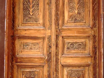 Hand carved wood door Unfortunately, many hand carved wood door removed from old houses and they had sold.
