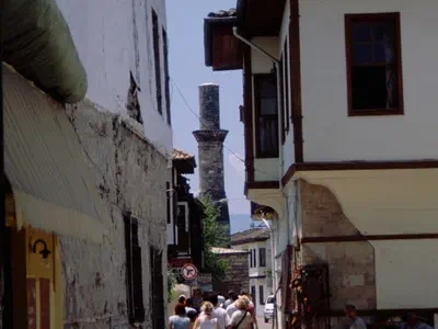 Narrow street to Kesik Minaret Narrow street between old houses from Hadrian's Gate to Kesik Minaret
