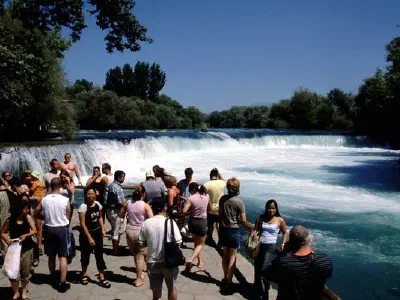 Taking souvenir photo at Manavgat waterfall