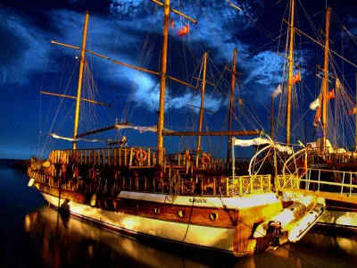 Tour boat at night