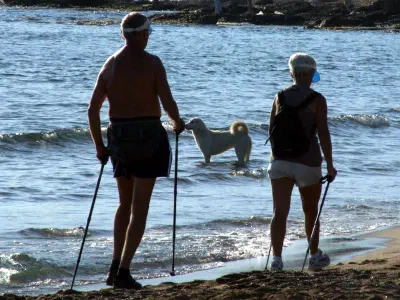 Walking at the beach
