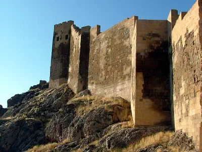 Bayburt castle is located on the steep rocks.