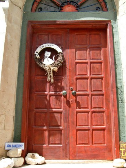 A door in a Bozcada street.