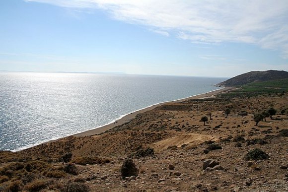 Gökçeada - İnce Burun(Ince Cape - Avlaka Burnu). On the right side you can see the furthest west point of Turkey.