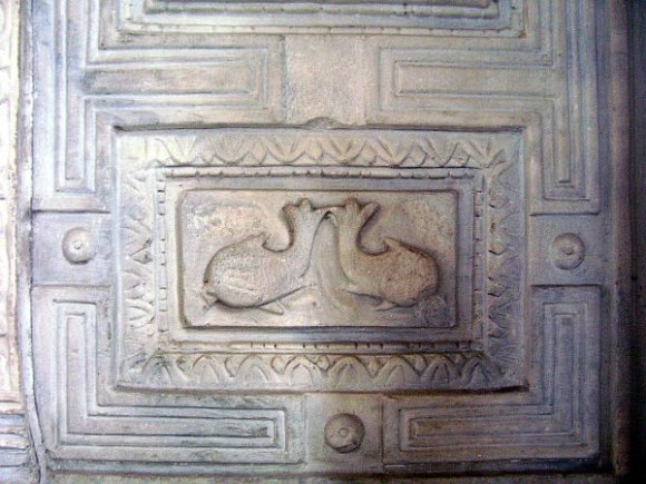 A detail from the marble door
