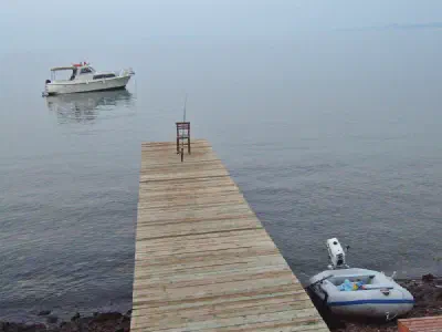 A small wooden wharf.