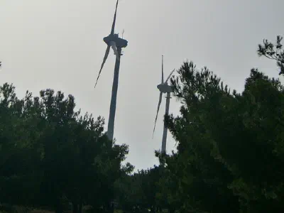 Windmills of Bozcaada. There are 17 turbines at the western cape od Bozcaada. They produce 10.2 MW energy and excess power is transferred to mainland.