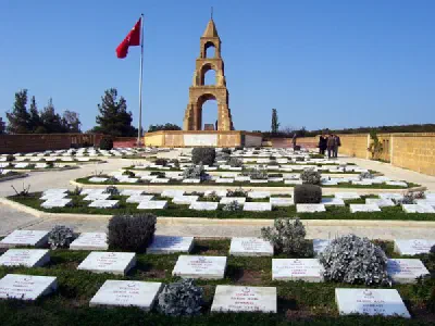 57th Infantry Regiment Memorial. There is a Turkish flag on the left.