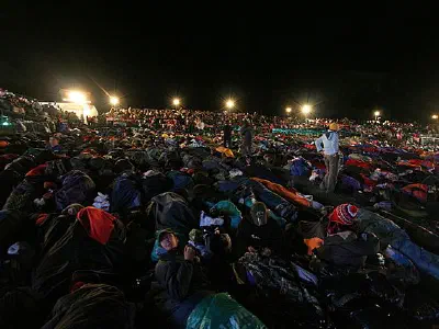 Gallipoli, Anzac Cove - Anzac Day 2007, People waiting on their sleeping bag at night