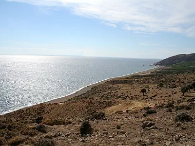 Gökçeada - Ince Burun(Ince Cape - Avlaka Burnu). On the right side you can see the furthest west point of Turkey.