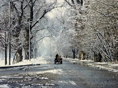 Karaağaç road on a snowy day