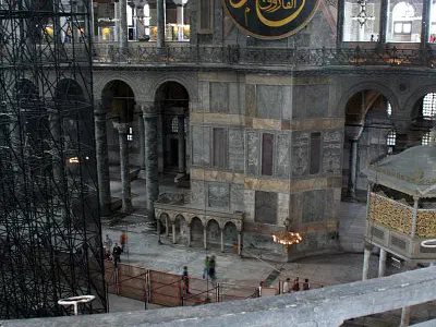 Interior of Hagia Sophia from upstairs gallery