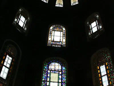 Stained glasses above mihrab
