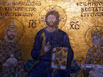 Christ between the Empress Zoe and her third husband Constantine IX Monomachus.