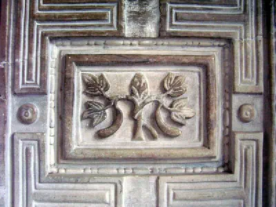 A detail from the marble door