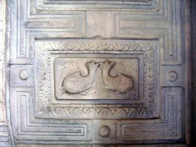 A detail from the marble door