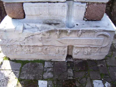 One side of the Obelisk of Theodosius that showing erection