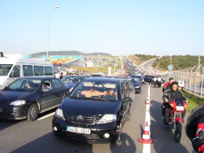 Traffic jam after race
