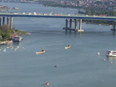 Sultanate Caiques pass through Golden Horn.