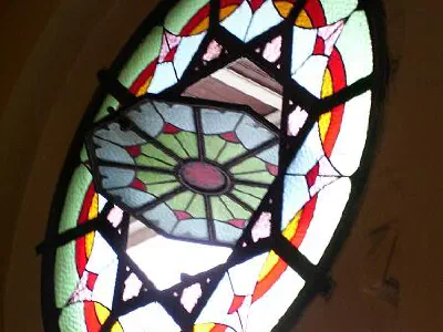 Stained glass inside station.