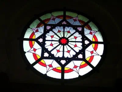 Stained glass inside station.
