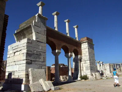 St John Basilica. The basilica is on the slopes of Ayasoluk Hill, just below the fortress. St John is believed to spent his last years in Ephesus writing his version of the Gospel.