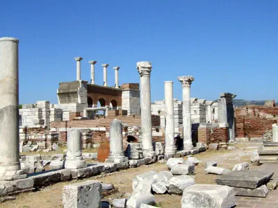 St John Basilica. The basilica is on the slopes of Ayasoluk Hill, just below the fortress. St John is believed to spent his last years in Ephesus writing his version of the Gospel.