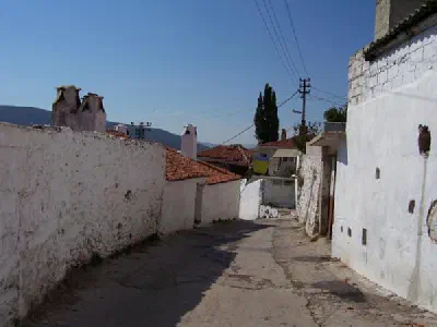 A Muğla street with old houses.