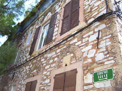 A restored stone house.