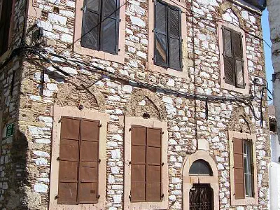 A restored stone house.