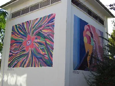 A transformer station inside Muğla with painted walls.
