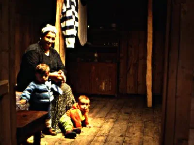 Inside a wooden highland house